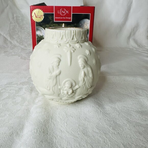 Lenox Other - Lenox Ornamental Glow Nativity Votive Holder Bisque Cream Tea Light Candle Box